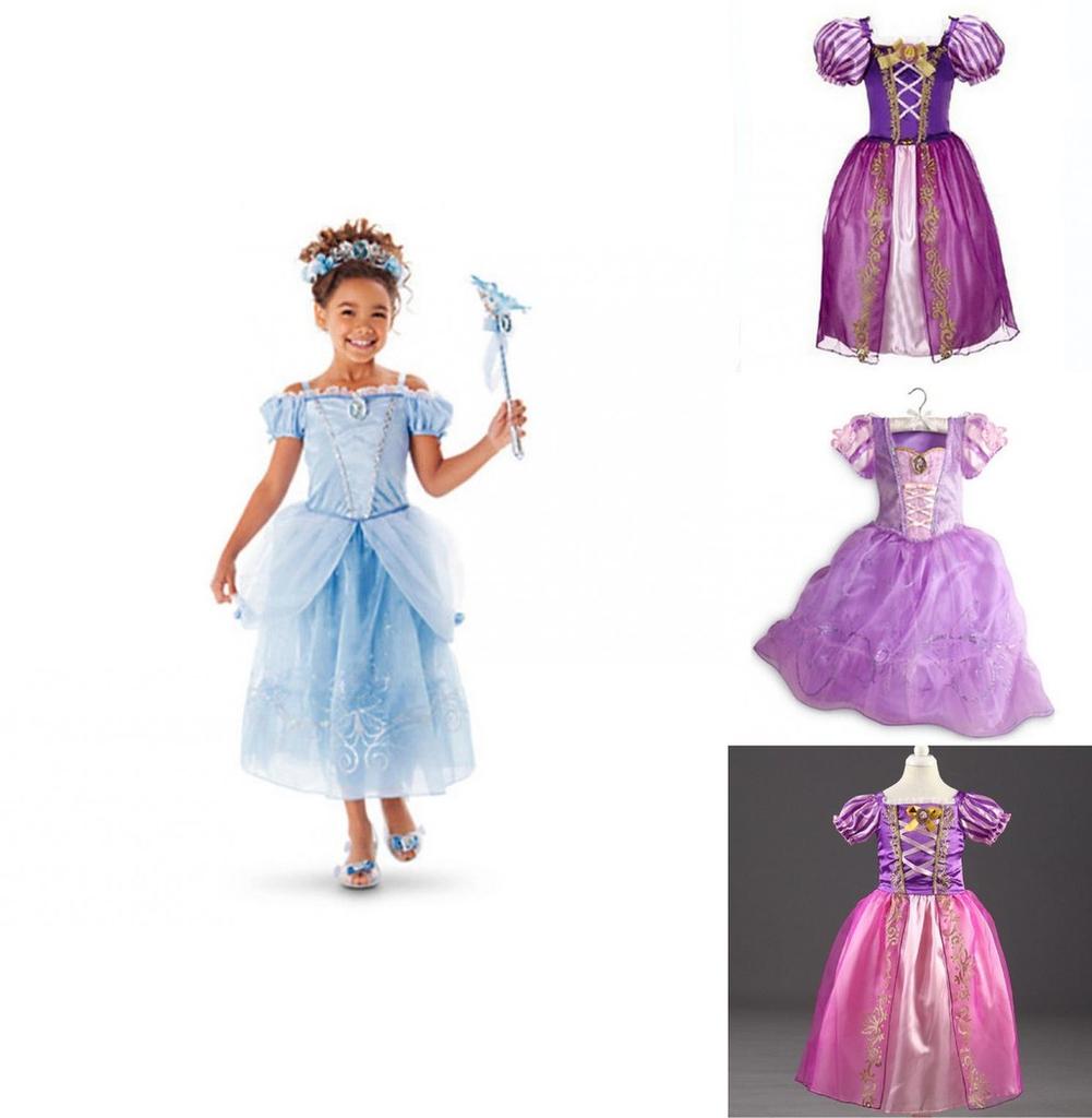 Elegant Kids Girls Princess Fancy Dress For Rapunzel Belle Cosplay