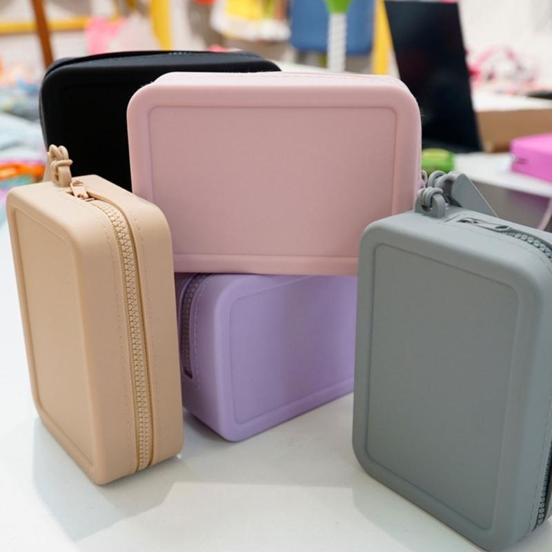 Silicone Travel Makeup Bag Cosmetic Organizer Waterproof Toiletry Pouch with Practical Zippered for Women and Girls