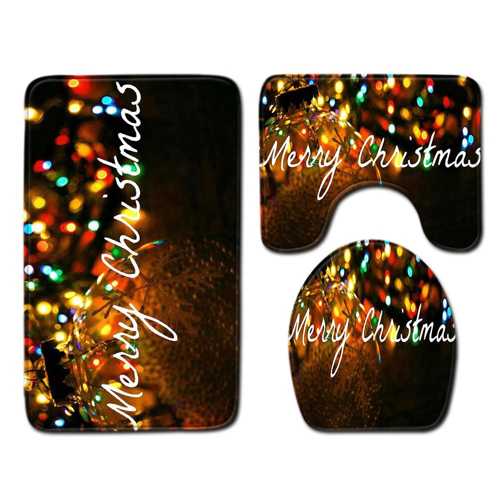 Christmas Bathroom Floor Mat Toilet Three-Piece Set