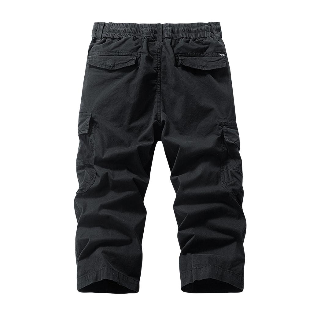 Men's Versatile Casual Functional Workwear Cropped Trousers Loose Straight Multi-pocket Pants