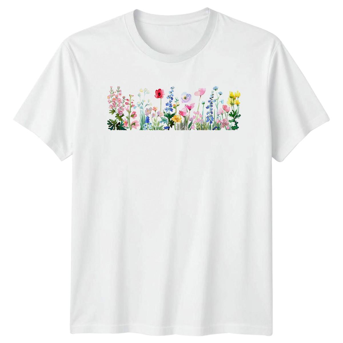 Floral Meadow Nature Graphic Men Women Unisex TShirt Wildflower Spring Summer XXXXL
