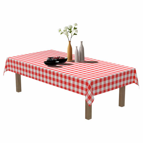 Puricon Jednorázové ubrusy, 6 kusů, 137 x 274 cm, Červeno-bílý kostkovaný vzor gingham, Obdélníkové, na večírky, svatby a další ? Červená kostka