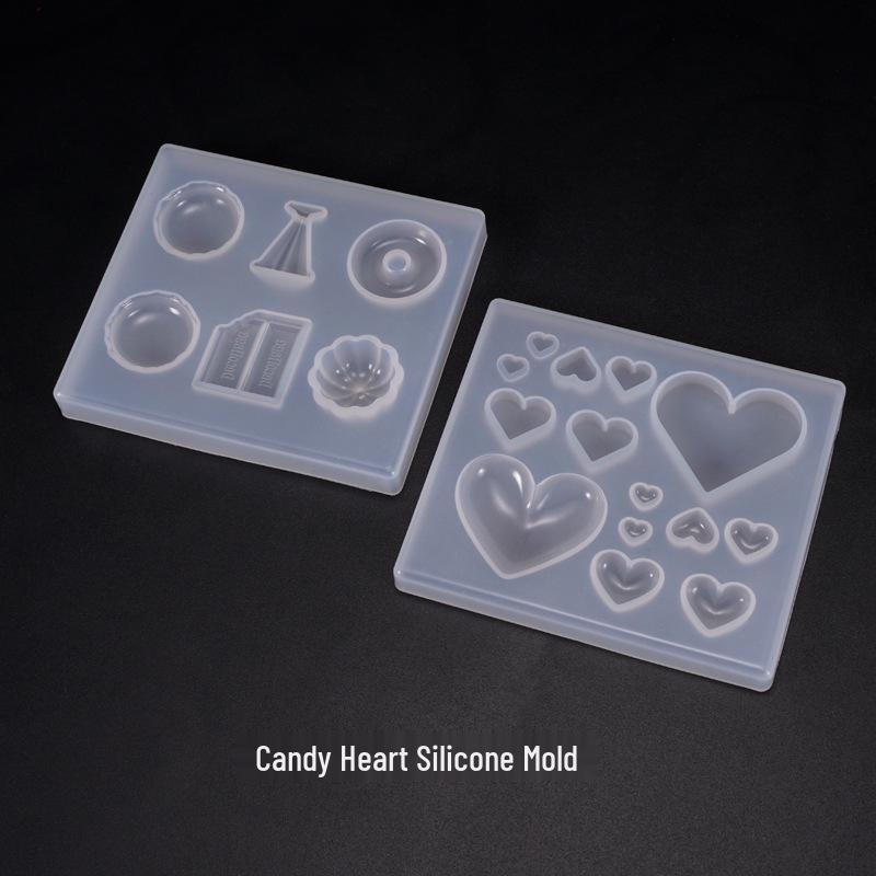 Poppy Heart-Shaped Crystal Epoxy Mold for DIY Candy and Ornaments Multi-Size Heart Mold Set
