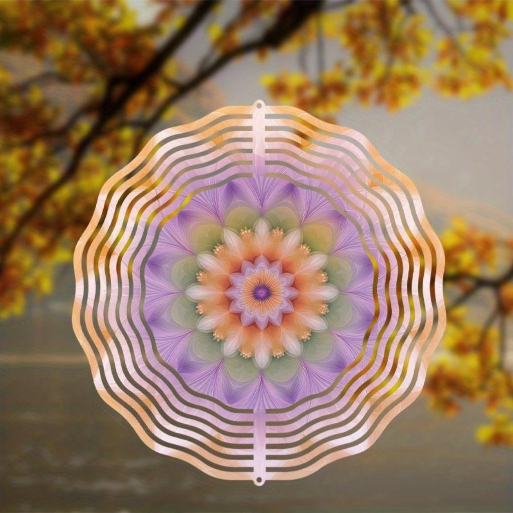 Żywy fioletowy i pomarańczowy metalowy dzwonek wietrzny z hakiem obrotowym 360 stopni, unikalny spiralny design, dekoracja ogrodowa na wiosnę, lato, jesień, kreatywny prezent