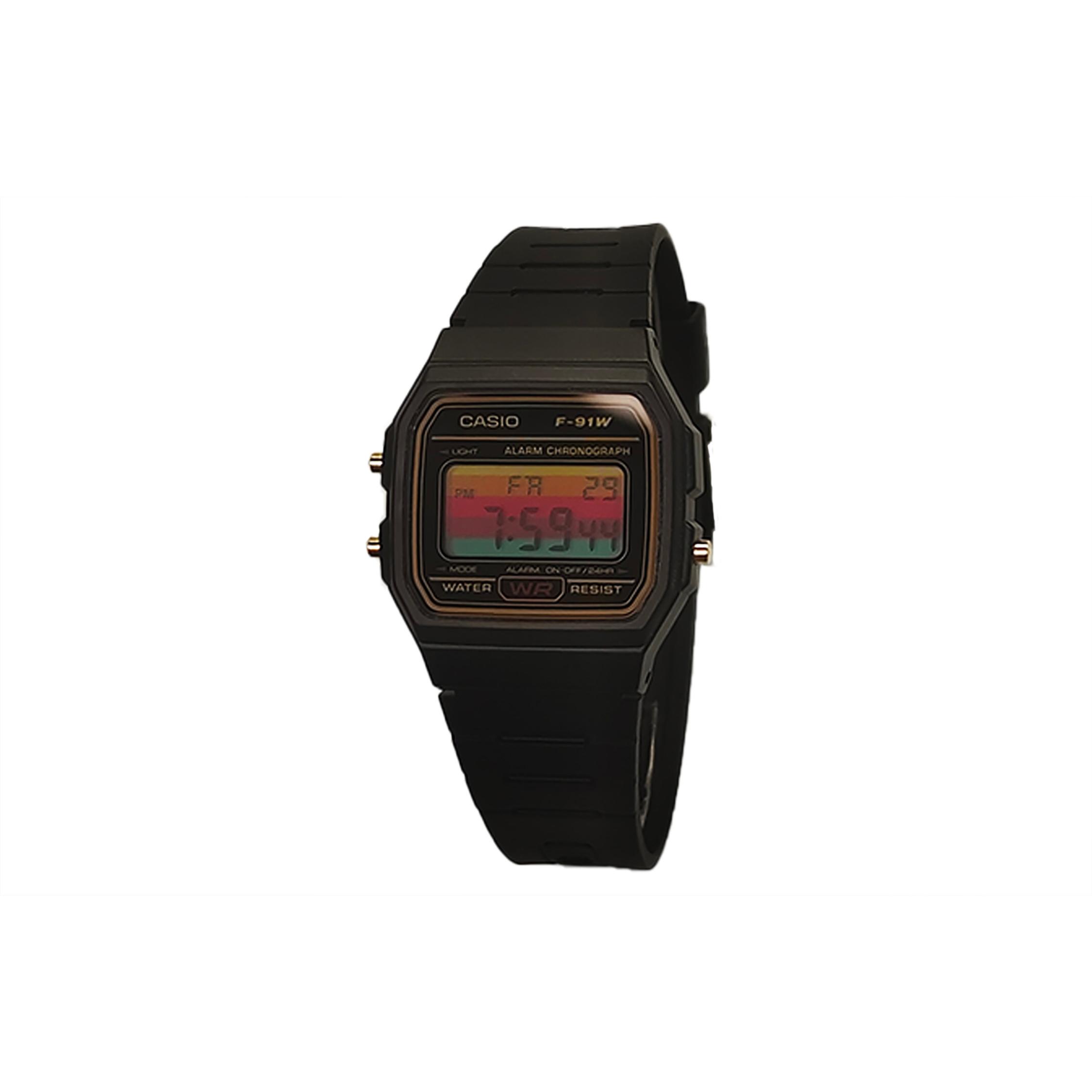 CASIO Custom Collection Quartz Movement Resin Strap Watch Men s Watches Black Dial F-91WG-9(Watch5--) Black Strap