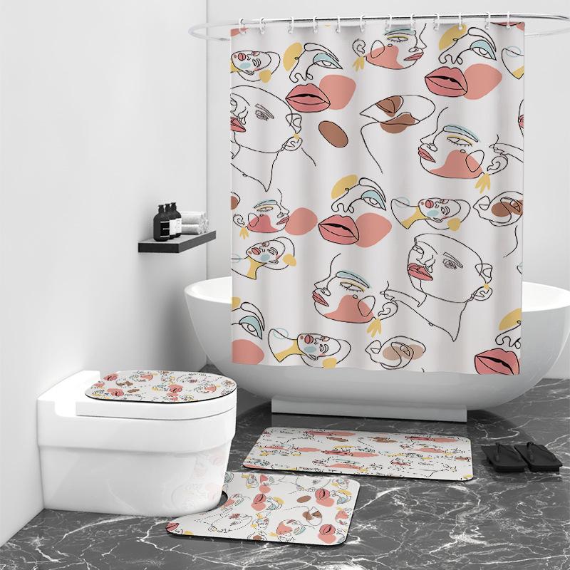 

Линия лица цифровая печать занавеска для душа ванная комната блокировка водонепроницаемая занавеска W90cm*L180cm