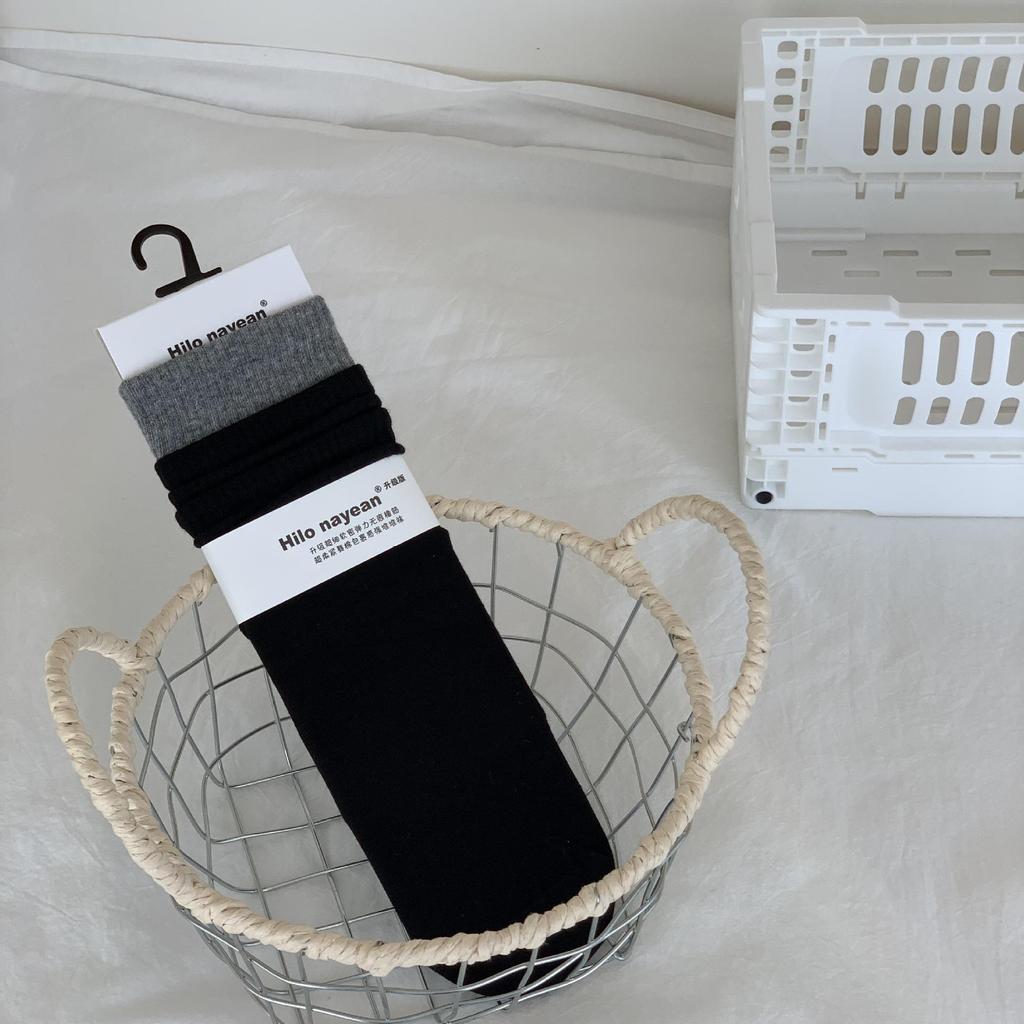 Essential Contrast Color Ribbed Cotton Mid-Calf Socks - Four-Season Japanese Style for Women