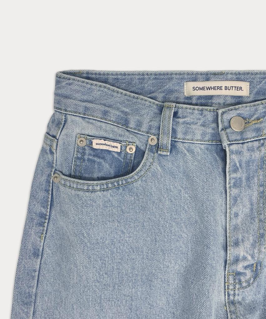 Sseomweeobeoteo Ice Wide Denim Pants - Light Blue