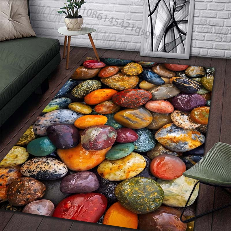 Multiple sizes Colorful polished stones Carpet for Living Room Bedroom Sofa Home Decor Rus Non-slip Floor Mat Luxury Gift