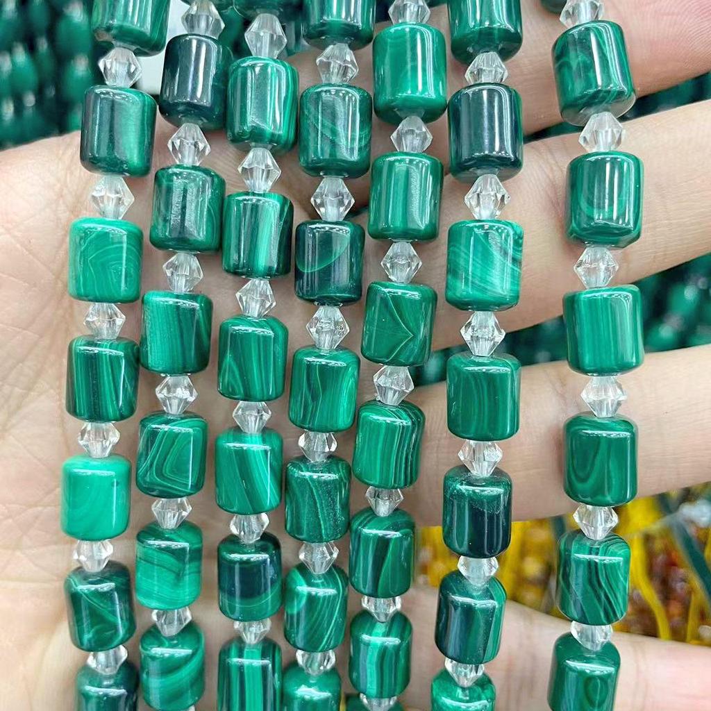 Pure Natural Malachite Tube & Oval Abacus Loose Beads for DIY Bracelet Jewelry
