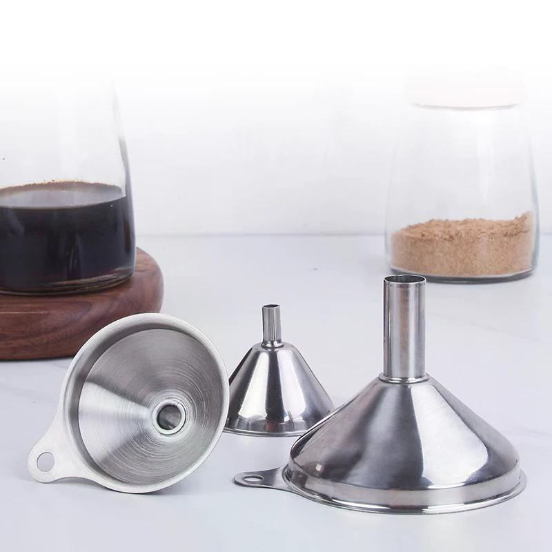 NEW Stainless Steel Kitchen Funnels Set Food Grade Metal Funnels For Filling Bottles Small Funnels For Essential Oil Spices