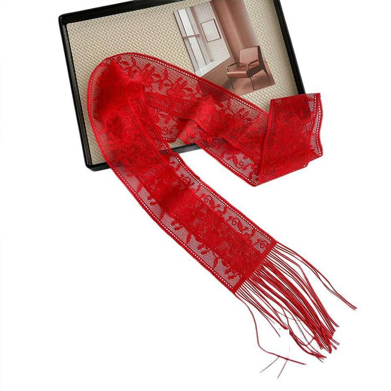 1Pc Tassel Lace Scarf Daily Commute Hair Tie Decoration Bag Flutter Holiday Event Belt Dinner Party Lace Flutter Multicolor