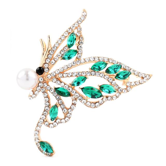 Rhinestone Pearl Butterfly Brooches For Women Unisex Beauty 2 -Color Insect Wedding Office Brooch Pins Gifts
