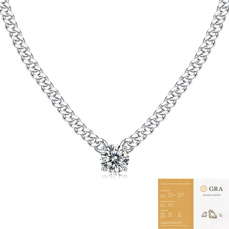 

1-3ct Moissanite Dia Woman Pendant Sier Necklace For Women Chains Party Bridal Fine Jewelry 925sterling Silver Necklace 1ct (6.5mm)