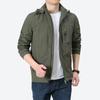 Frühlings- und Herbst Herren Mittel- und Jung Outdoor Freizeitjacke Mehrfach-Taschen Kapuzenjacke Armeegrün Jacke Große Größe Jacke