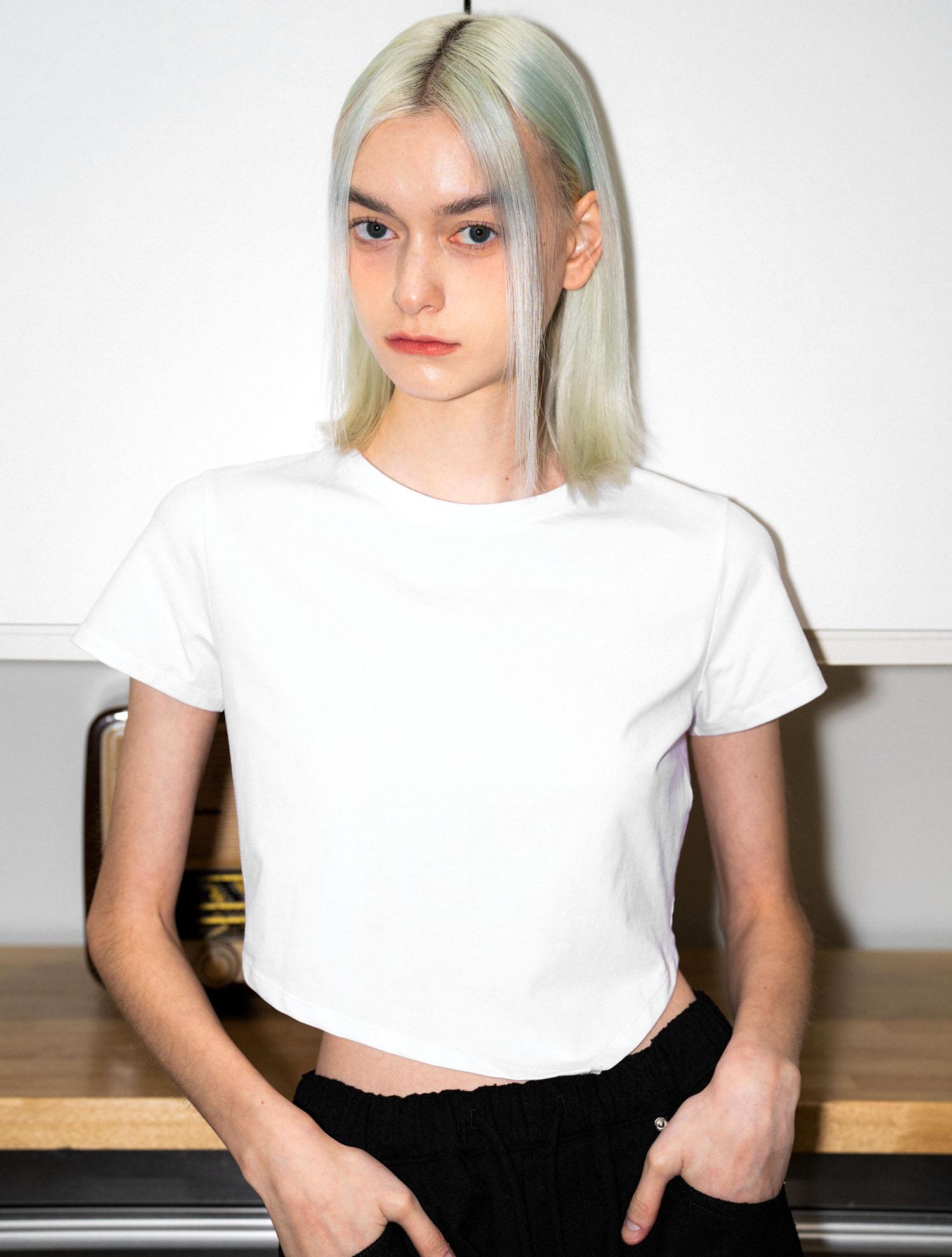 General Idea Asymmetrical Silket Crop Top [White] / Wbd1L01511 White/L