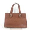 Vintage FF Logo Tote Bag Shoulder Bag Hand Bag Leather Brown