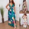 2026 Spring/Summer Women's Floral Split Dress - European & American INS Style for Vacations and Parties