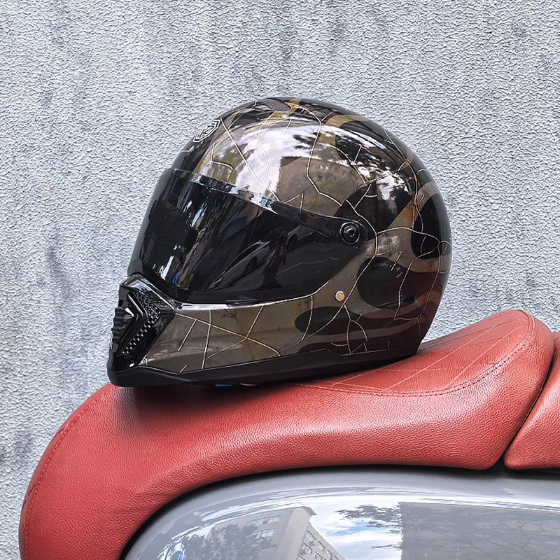 ORZ retro motorcycle helmet, American cruise full helmet, motorcycle with free brim