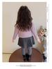 Girls' Fleece-Lined Long-Sleeve T-Shirt - Autumn/Winter Semi-High Collar Top