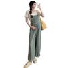 Sommermote for gravide 2026: Løs Retro Denim Overall og Slankende Hvit T-skjorte To-delt Sett