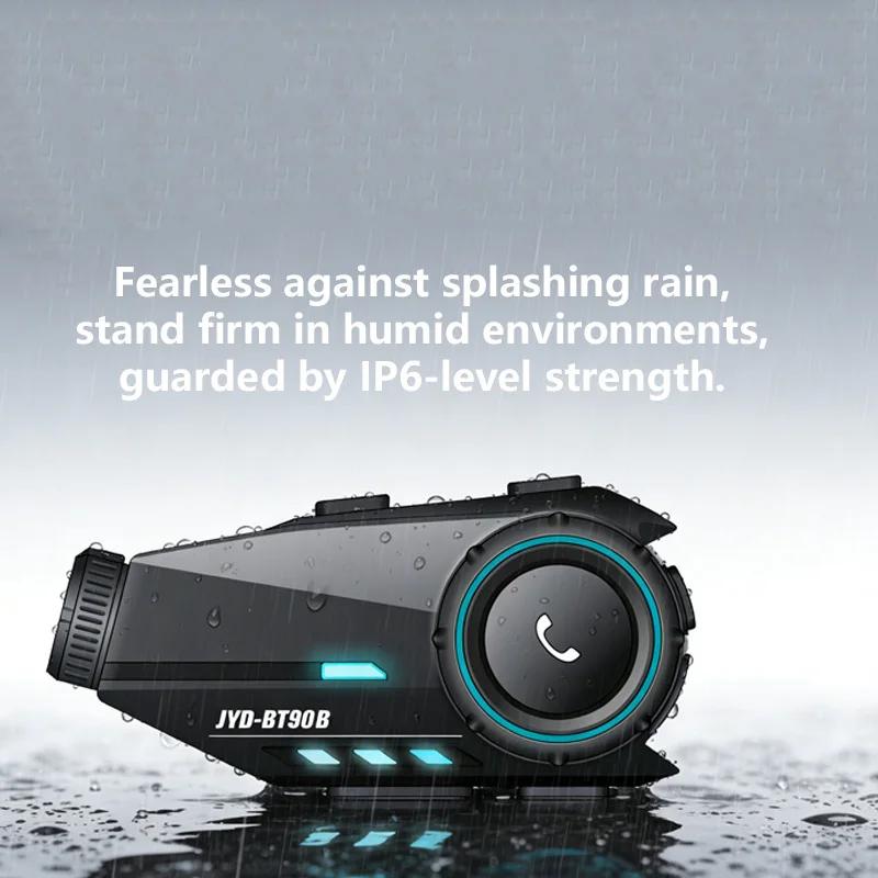 Motorcycle Helmet Headset Intercom 2000mAh Moto Dash Cam Waterproof BT5.4 Wireless Speaker 500m Interphone For 2 Rider Earphone