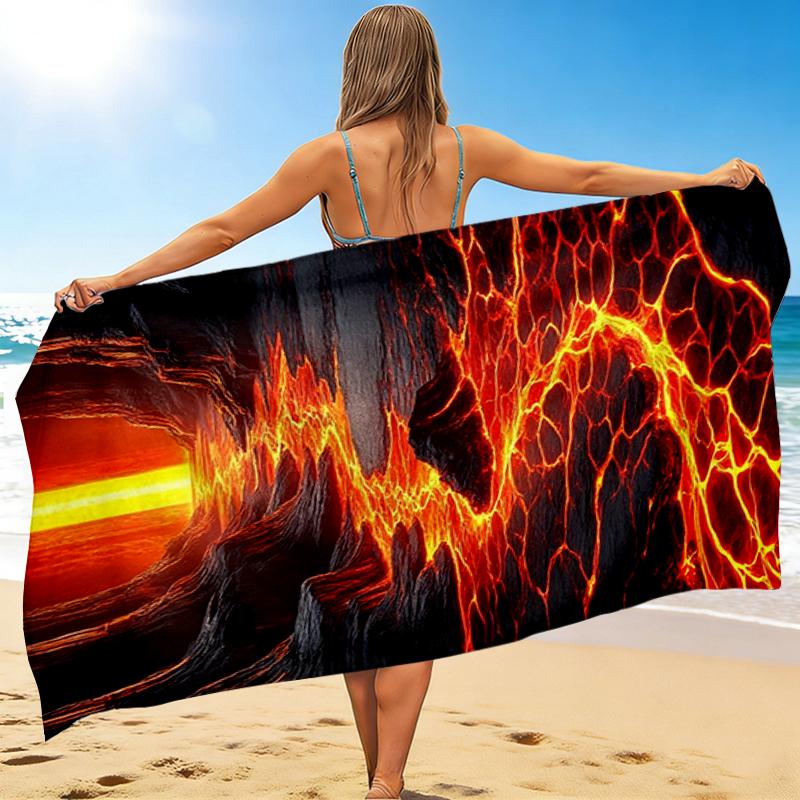 1Pc Lava Through Caves Beach Towel, Quick Dry, Multi-Use for Beach Pool Gym Yoga Home Travel, Christmas, Halloween, Xmas Gift M92864