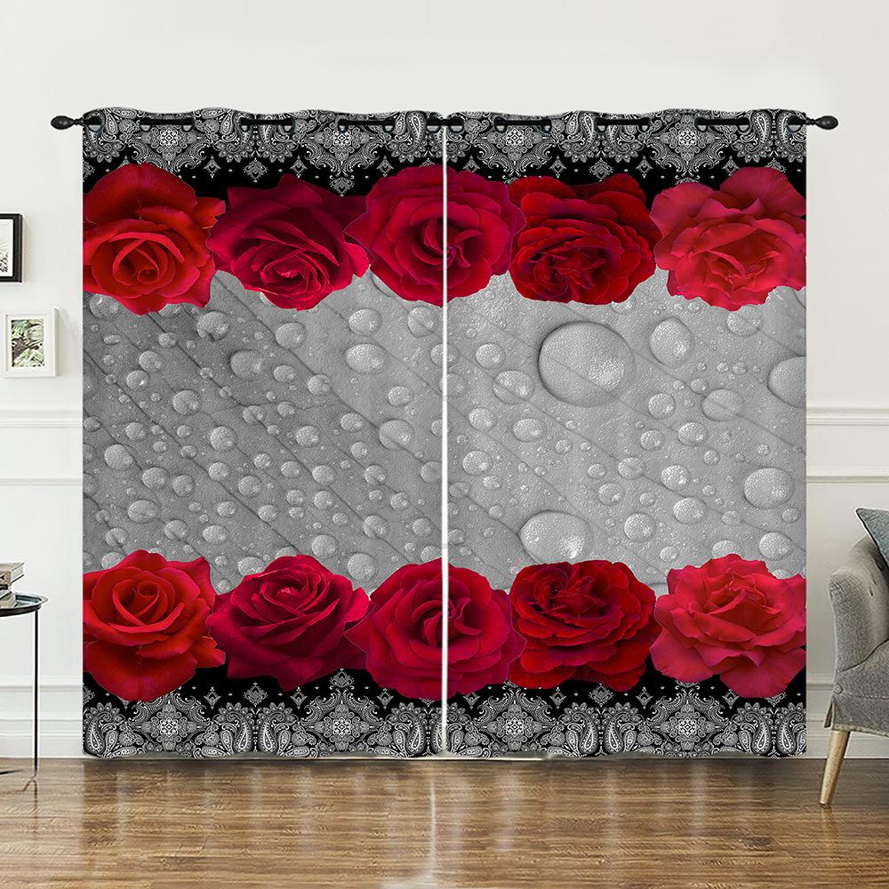 Vorhänge Rose Retro Hirsch Vorhang Digitaldruck Verdunkelungsvorhang Ohne Bohren