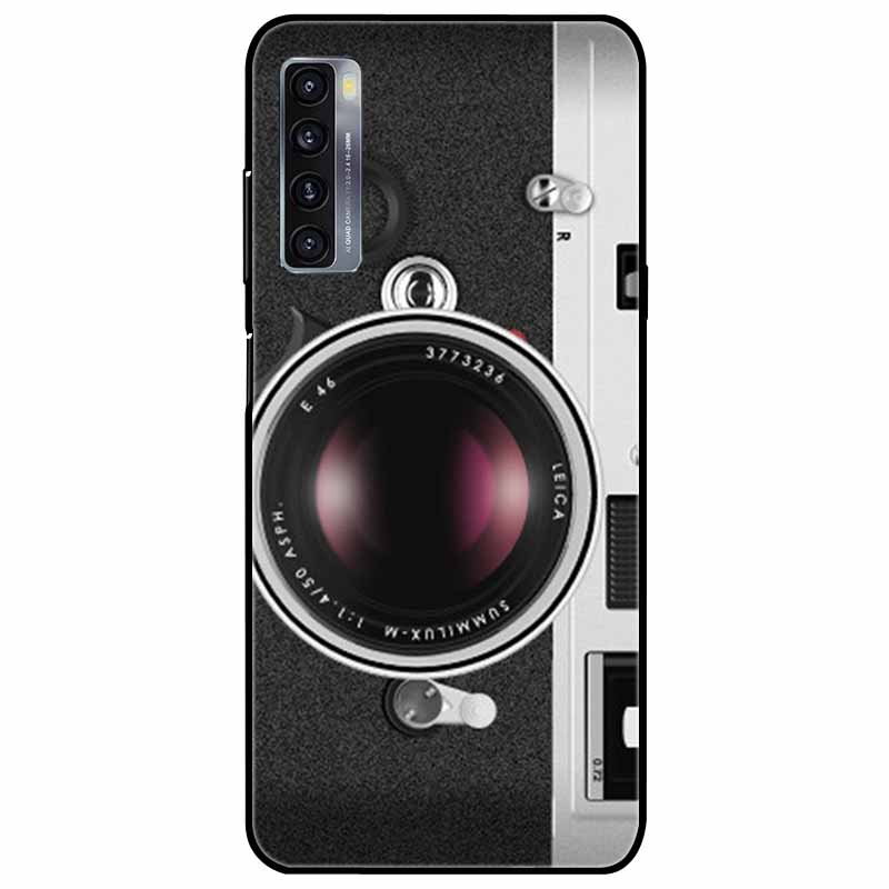 For TCL 20L Plus Case 20L+ Silicone Soft Shockproof TPU Back Cover for TCL 20S 20L Case Black Bumper Painted Funda TCL20S Capa