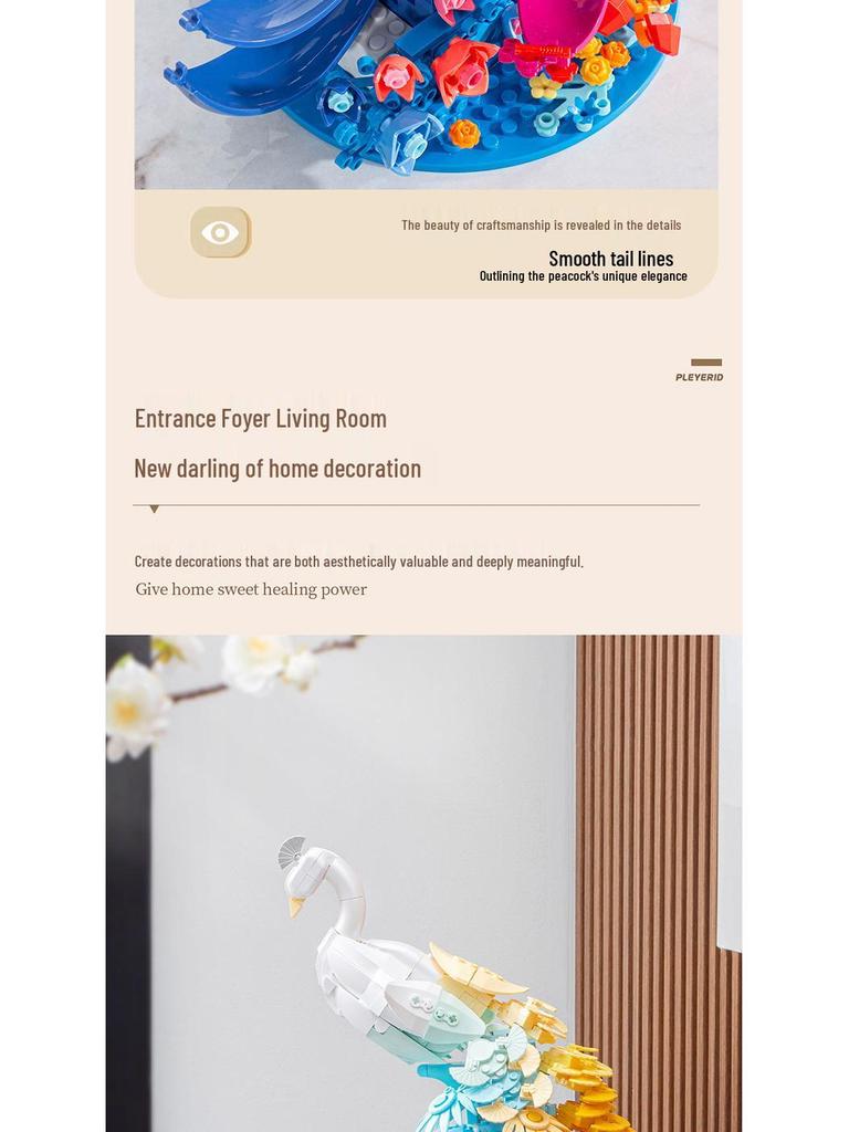 Wild Imagination Blooming Flowers & Peacock Swan Puzzle Assembly Building Blocks for Girls