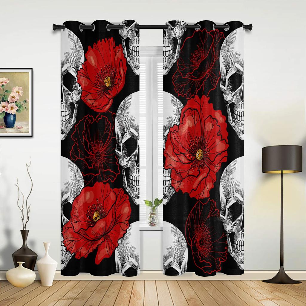 Black Ladybug Modern Hallway Curtains Red and For Living Room Spaces Kitchen Spaces Boys and Girls Bedroom Full Length Curtain For Window Spaces