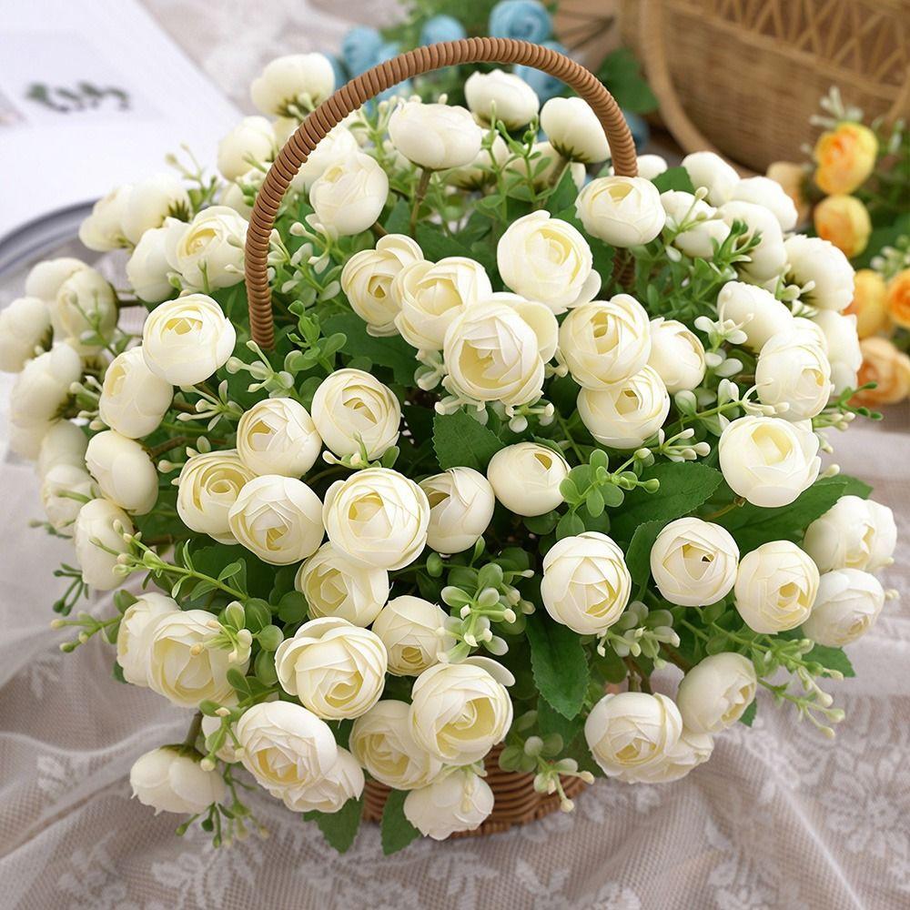 15 Heads Tea Rose Artificial Flower Multicolor Faux Flower Simulation Rose Flower  Home Decoration
