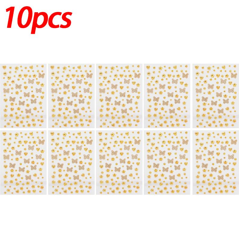 1/10pcs Glitter Star Heart Butterflies Face Sticker Gold Silver Rhinestones Sticker Temporary Tattoos DIY Body Arts Party Decor