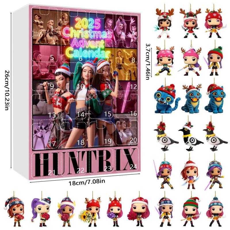 Kpop Demon Hunter Advent Calendar 2D Acrylic Pendant Christmas Tree Hanging Decorative Gift New Year 24 Days Countdown Blind Box