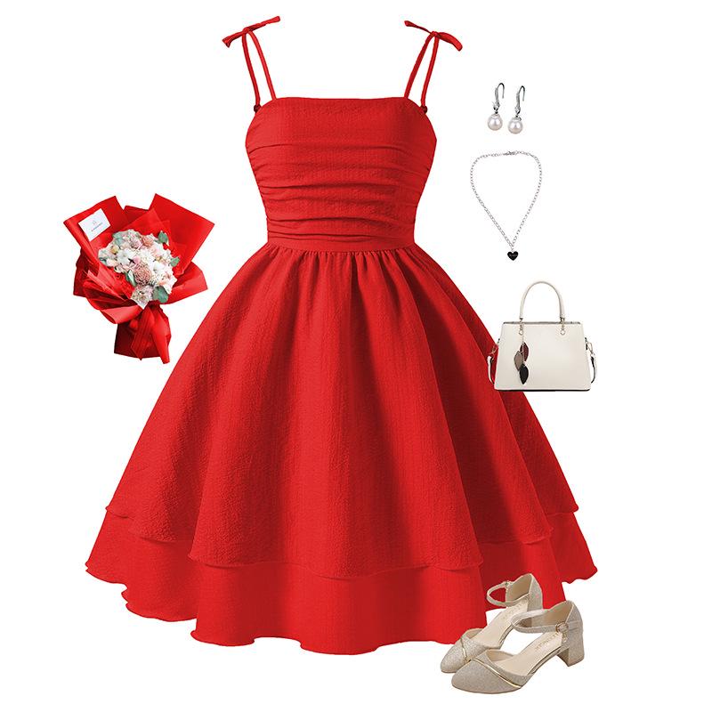 Girls' 2025 Spring/Summer Sling Princess Dress - European & American Style