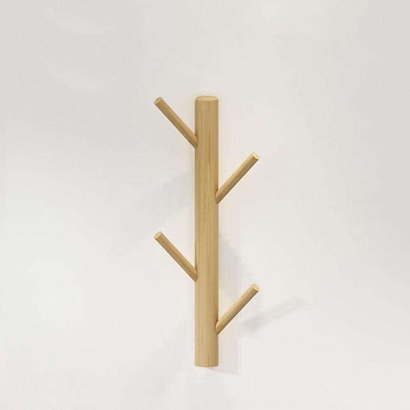 1PC Wall-mounted Coat Rack Creative Coat Rack Bedroom Wooden Hook Modern Solid Wood Simple 4 Hooks