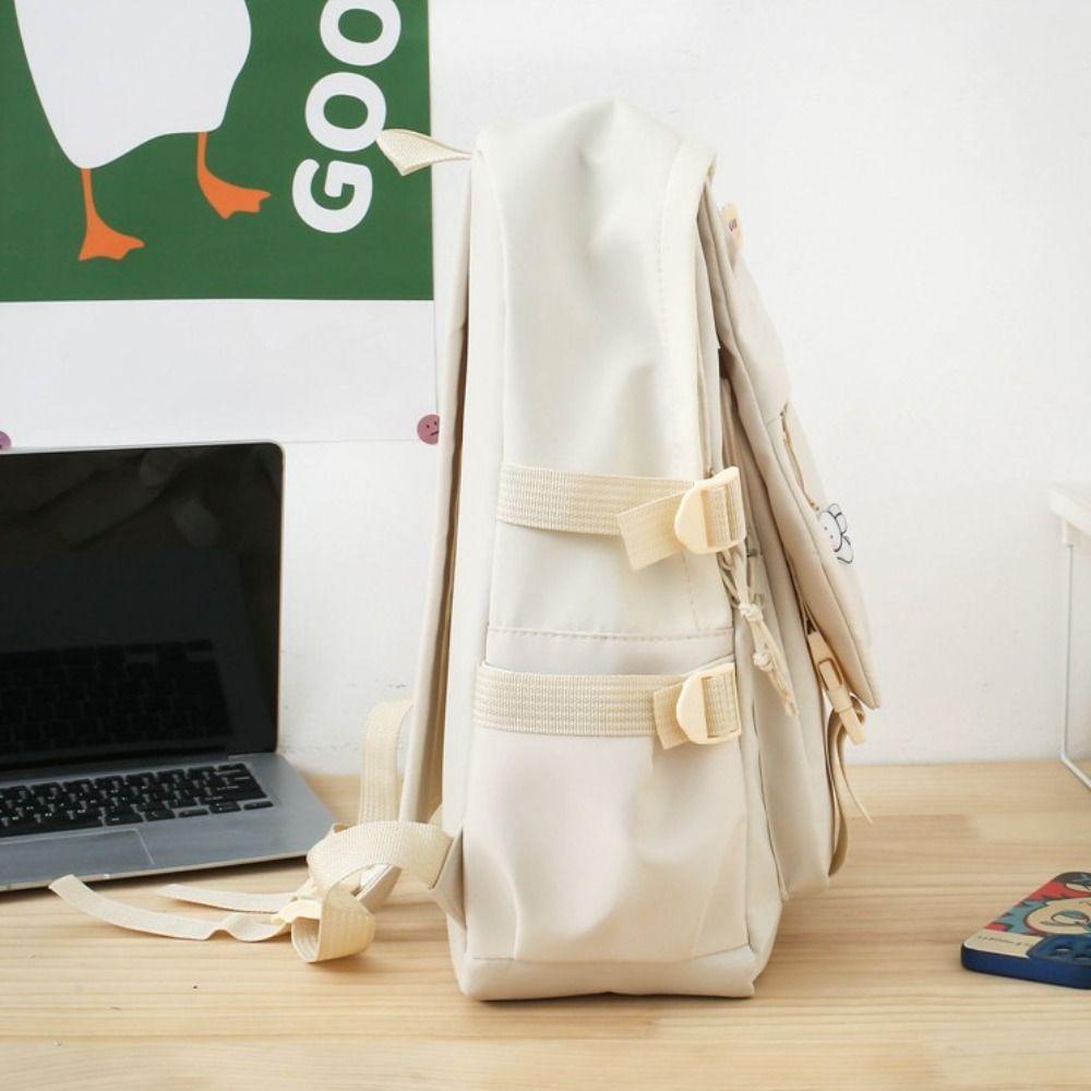 Nylon Large Capacity Bags Canvas Korean Style School Bag Sweet Badge Shoulder Backpack  Student