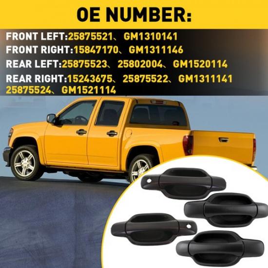 Exterior Door Handle For Chevrolet Colorado 2004-2012 Front Rear W/Hole Set Of 4