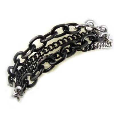 [L1912] - Black Silver 'Calypso' Steel Bracelet