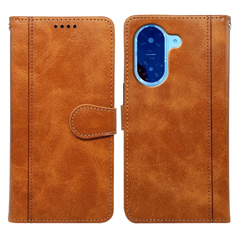 

For Xiaomi Redmi A5 4G (171.7mm)/Poco C71 4G Case Calf Texture Leather Stand Book Style Phone Cover Yellow