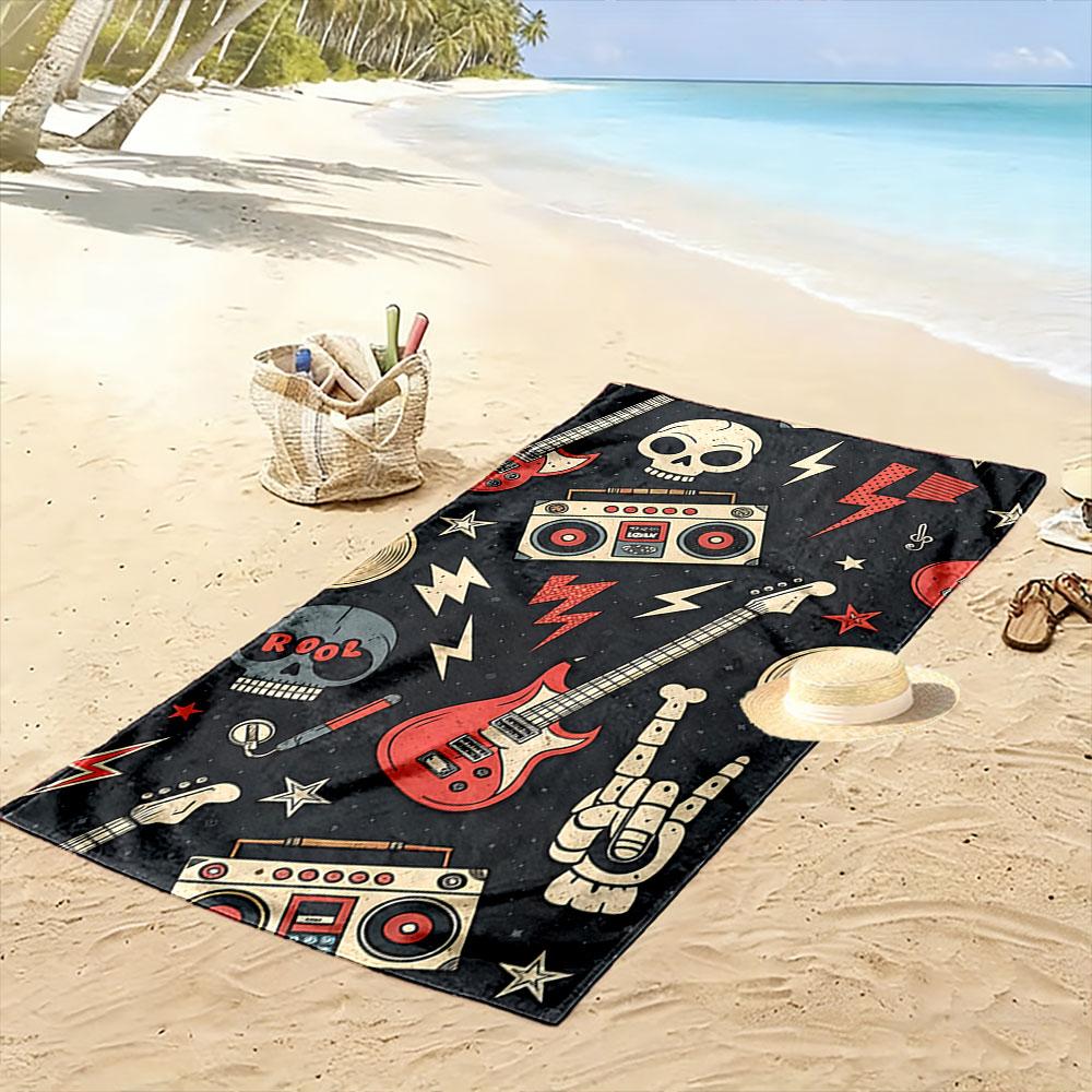Rock-Vibe-Explosion Wandteppich Druck Strandtuch, schnell trocknend, geeignet für Reisen, Outdoor-Sportarten, Joggen, den Strand und Schwimmen, Geschenk