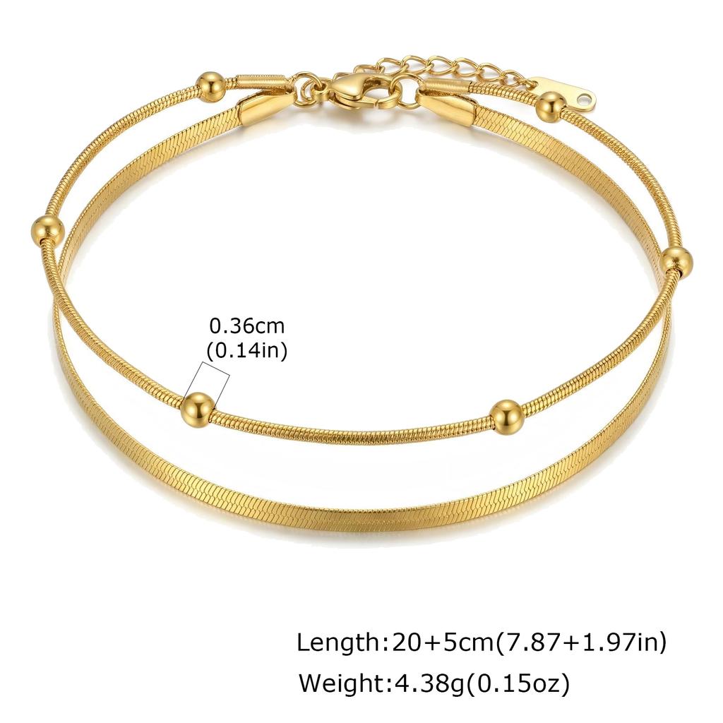 Waterproof Layered Link Chain Anklets Bracelet for Women, Gold Plated Foot Leg Anklets Summer Boho Beach Jewelry Adjustable