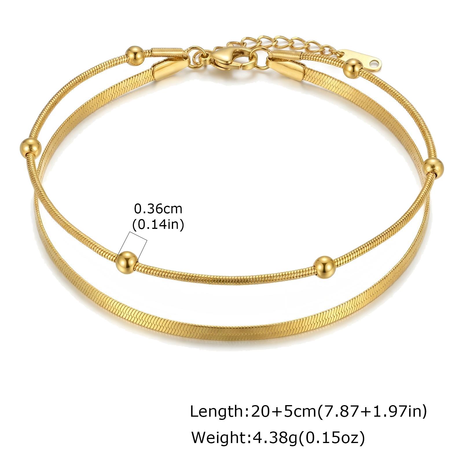 

Minimalist 316L Stainless Steel Gold Anklet Double Layer Waterproof Foot Chain For Women Beach Party Jewelry