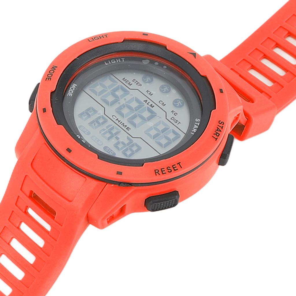 Men Sport Digital Chronograph Rubber Strap Watch Waterproof Outdoor Sporty Digital Watch Red