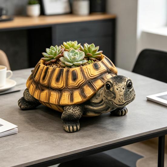 Resin Turtle Planter Pot Indoor Outdoor Tortoise Succulents Herb Plants Flower Pot Container Home Balcony Garden Decoration