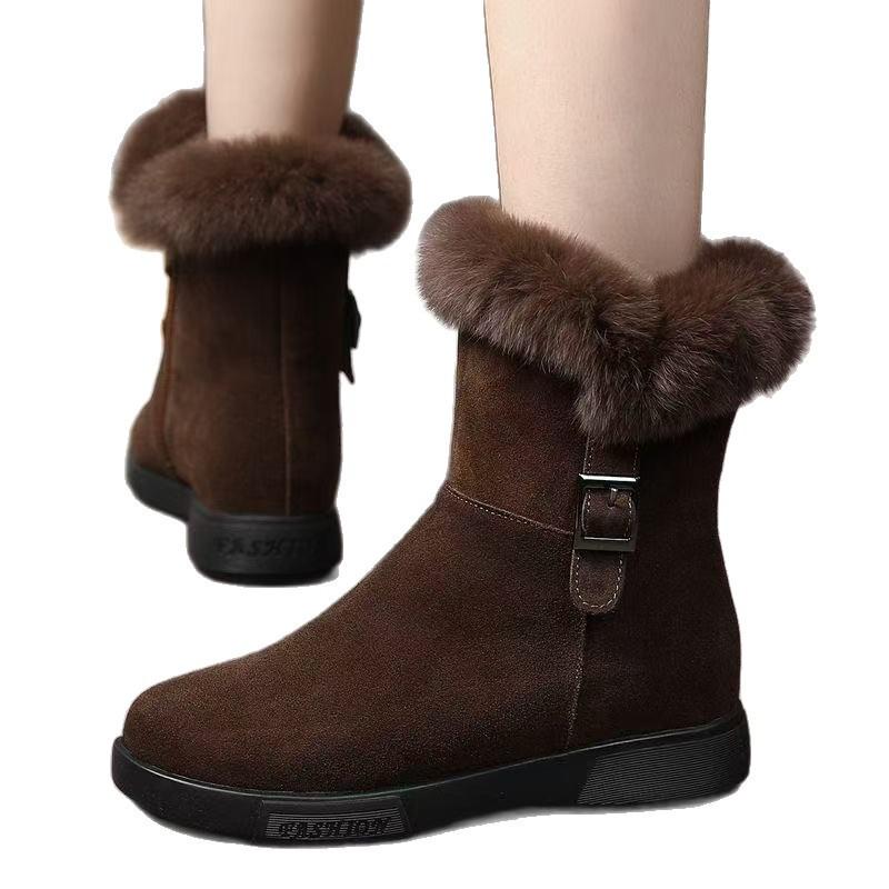 Women's Lightweight Comfortable Cold Warm Padded Snow Boots Non-slip Wear Outdoor Leisure Sports Furry Mouth Cotton Boots