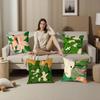 Green Illustration Advanced Pillow Case Home Double-Sided Printing Short Plush Colorfast Microfiber Cushion Cover