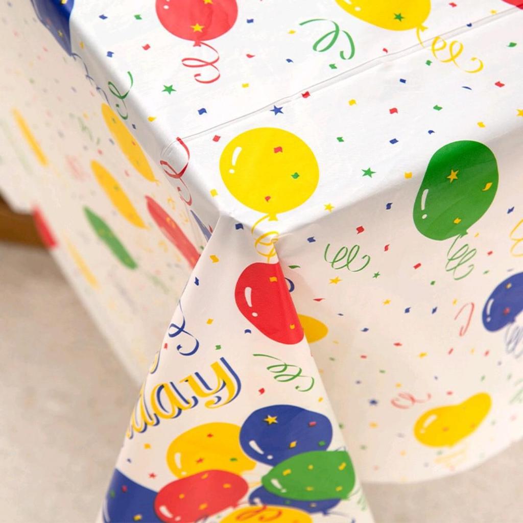 Waterproof Balloon Pattern Disposable Tablecloth for Birthdays - Rectangular, Thickened, and Oil-proof for Parties and Picnics.