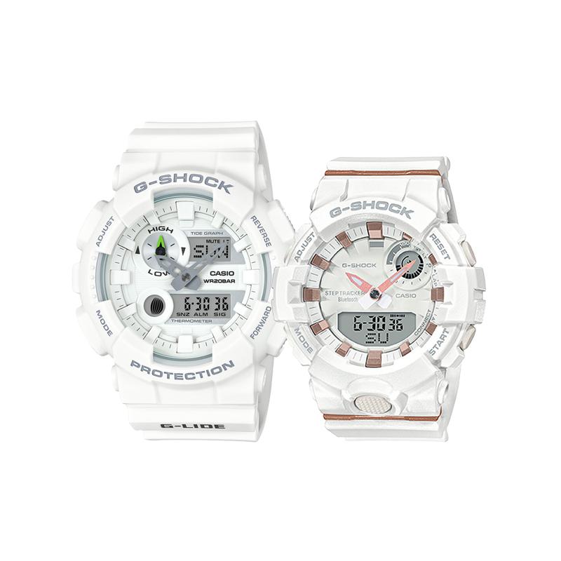 

Casio Tidal Moon Phase Automatic LED Lighting Macaron Color Quartz Movement Japanese and Korean Watch Unisex White Dial GAX-100A-7APR+GMA-B800-7APR белый