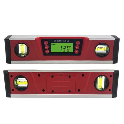 254mm/10 Inch Digital Spirit Level Magnetic Two Bubbles LCD Display Backlight Aluminum Alloy Audible Tone Angle Gauge 0.1